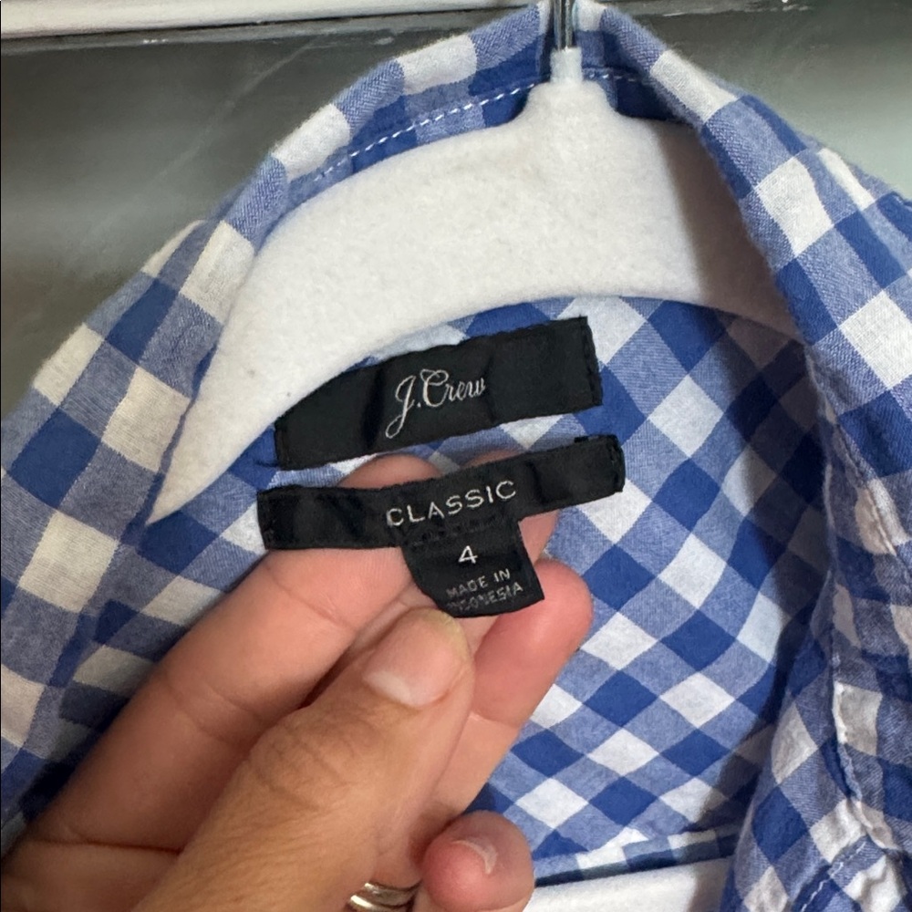 J. Crew Blue and White Gingham Shirt - Picture 2 of 2